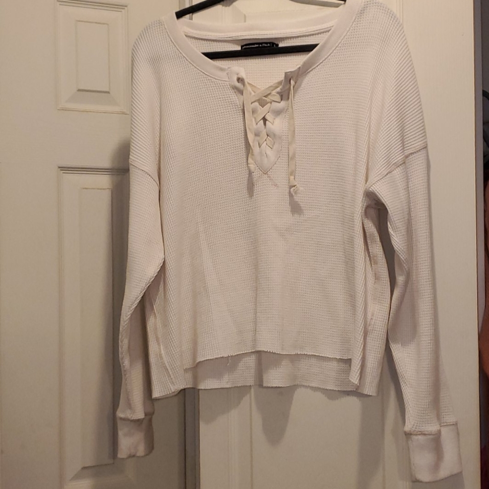 Abercrombie waffle knit cream top